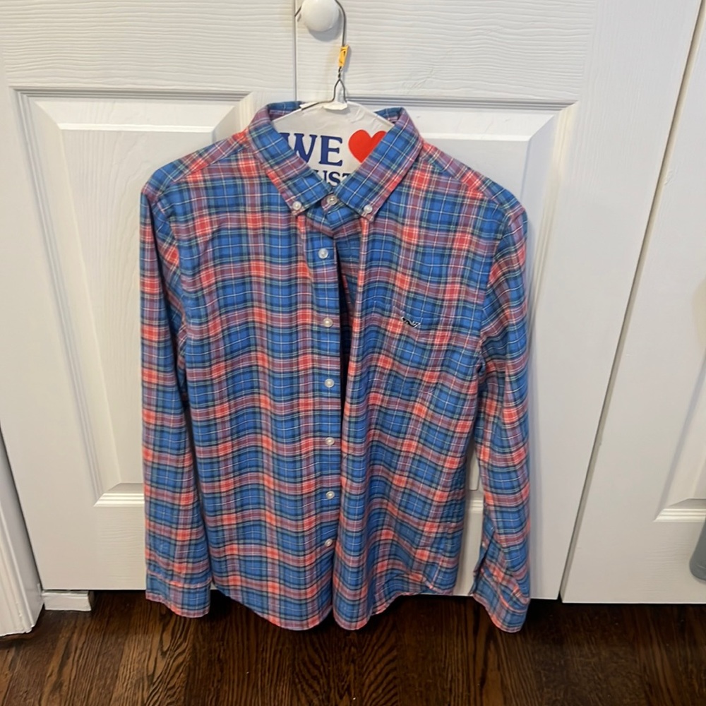 Vineyard Vines Slim Fit Blue & Red Tucker Shirt